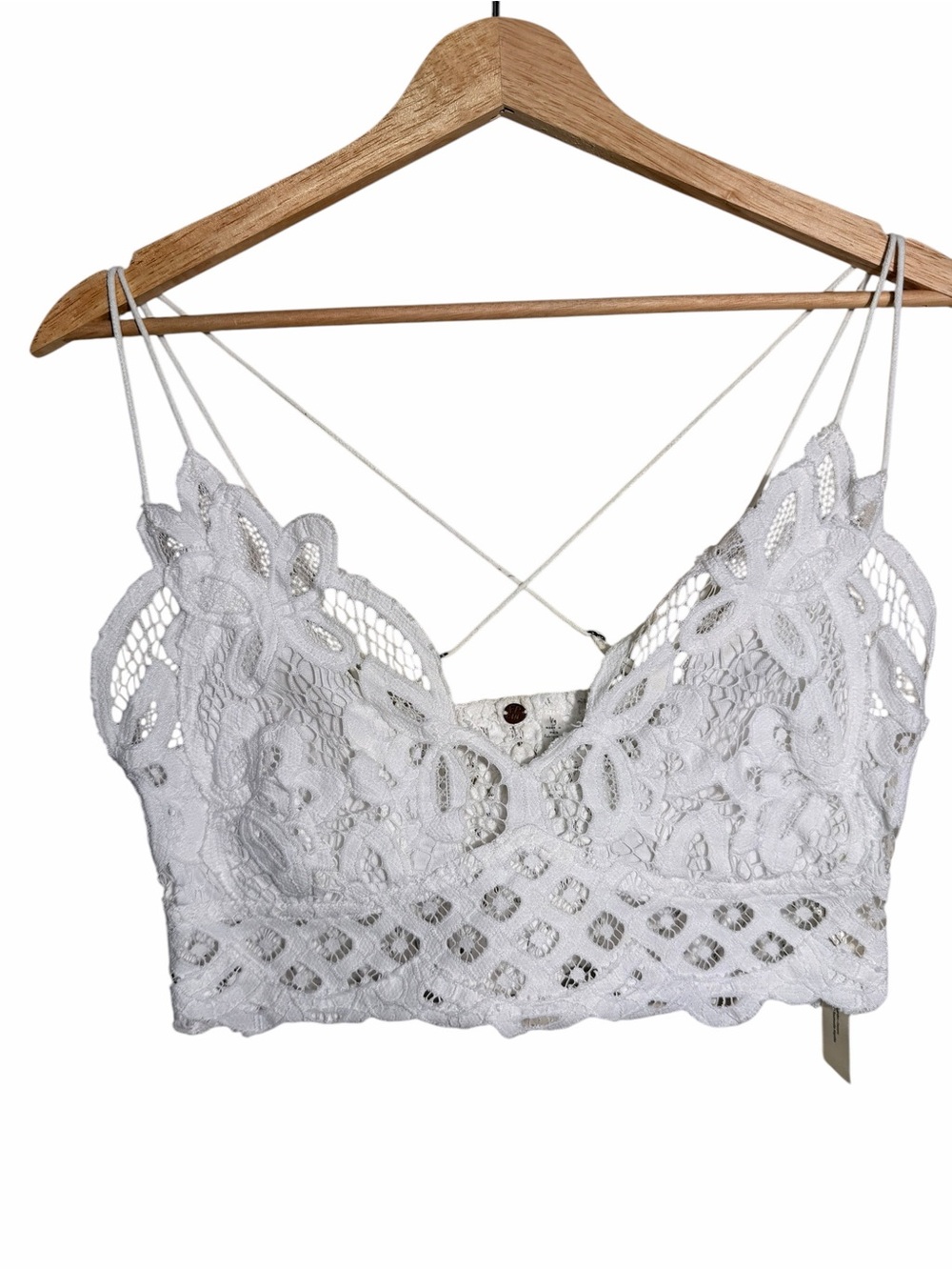 Free People One White Lace Cropped Camisole Bralette